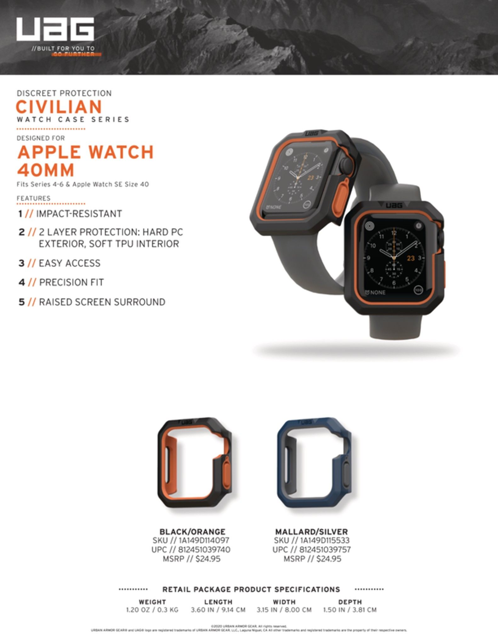 Ốp chống sốc UAG Civilian cho Apple Watch 40/44mm