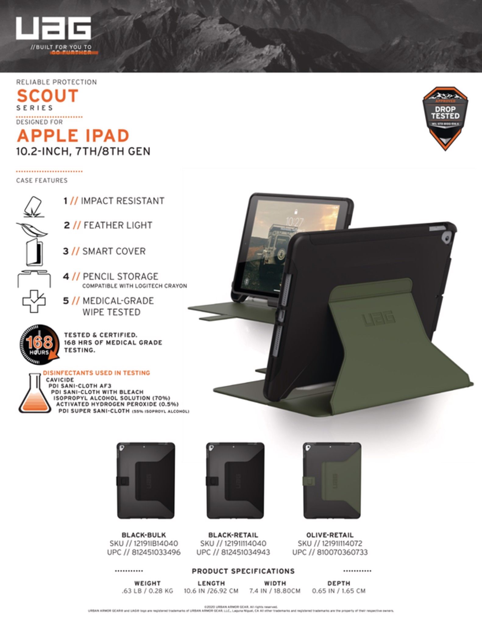 Ốp Scout sử dụng chung với bao da Folio cho iPad 10.2