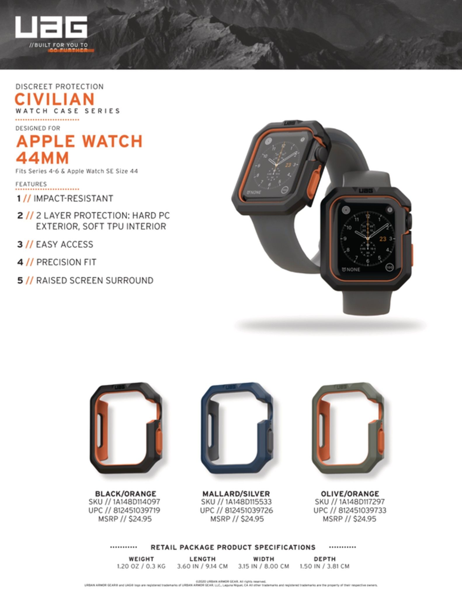 Ốp chống sốc UAG Civilian cho Apple Watch 40/44mm