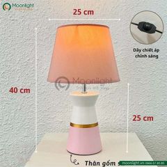 Đèn bàn thân gốm sứ màu hồng kiểu dáng Hàn Quốc DS-TL9859P KT H40*25 E27 VLDBGM-062