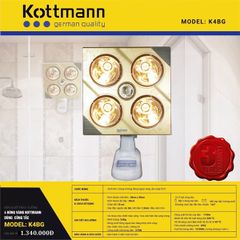 Đèn sưởi nhà tắm treo tường 4 bóng  Kottmann dùng công tắc K4BG