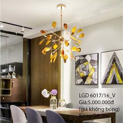 HT Đèn thả trang trí 16 lá vàng bóng G4_3W (giá không bóng) GLD 6017/16_V HTTHTR-019-V