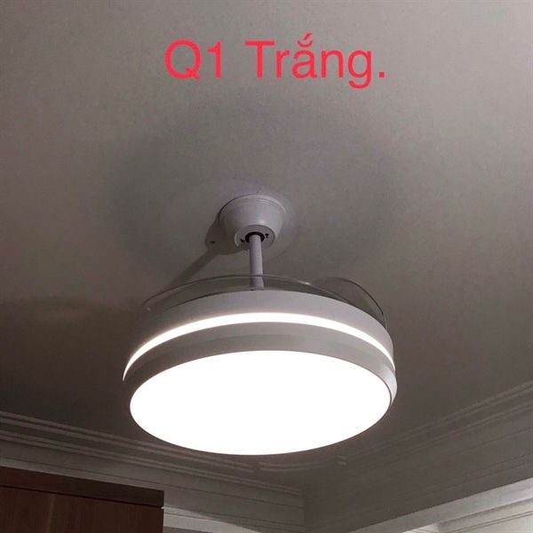 Gomani Quạt trần đèn thu cánh màu trắng 4 cánh 107cm 40W DC đèn 72W GMQ1-trang VLQTGO-002