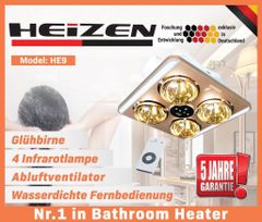 Đèn sưởi nhà tắm âm trần 4 bóng có điều khiển Heizen HE9