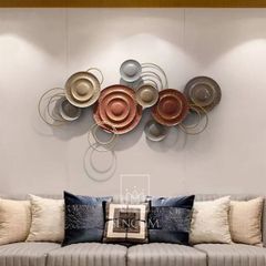 Decor treo tường trang trí phòng khách đĩa tròn nhiều màu pastel