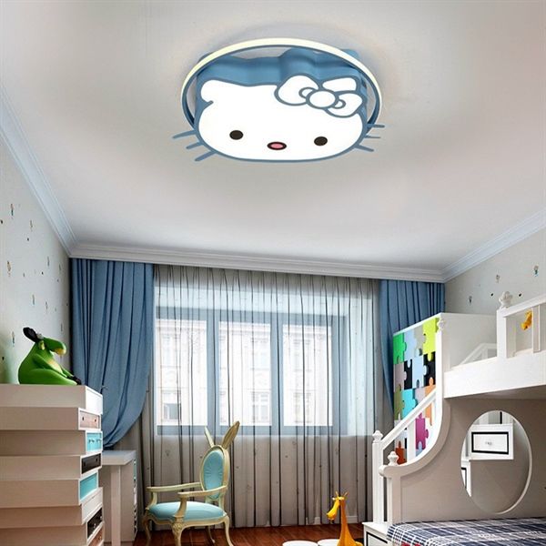 Đèn ốp trần trẻ em hình mèo Hello Kitty màu xanh VLOPTE-028