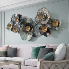 Decor treo tường trang trí phòng khách 7 đoá hoa màu xám VLA0951
