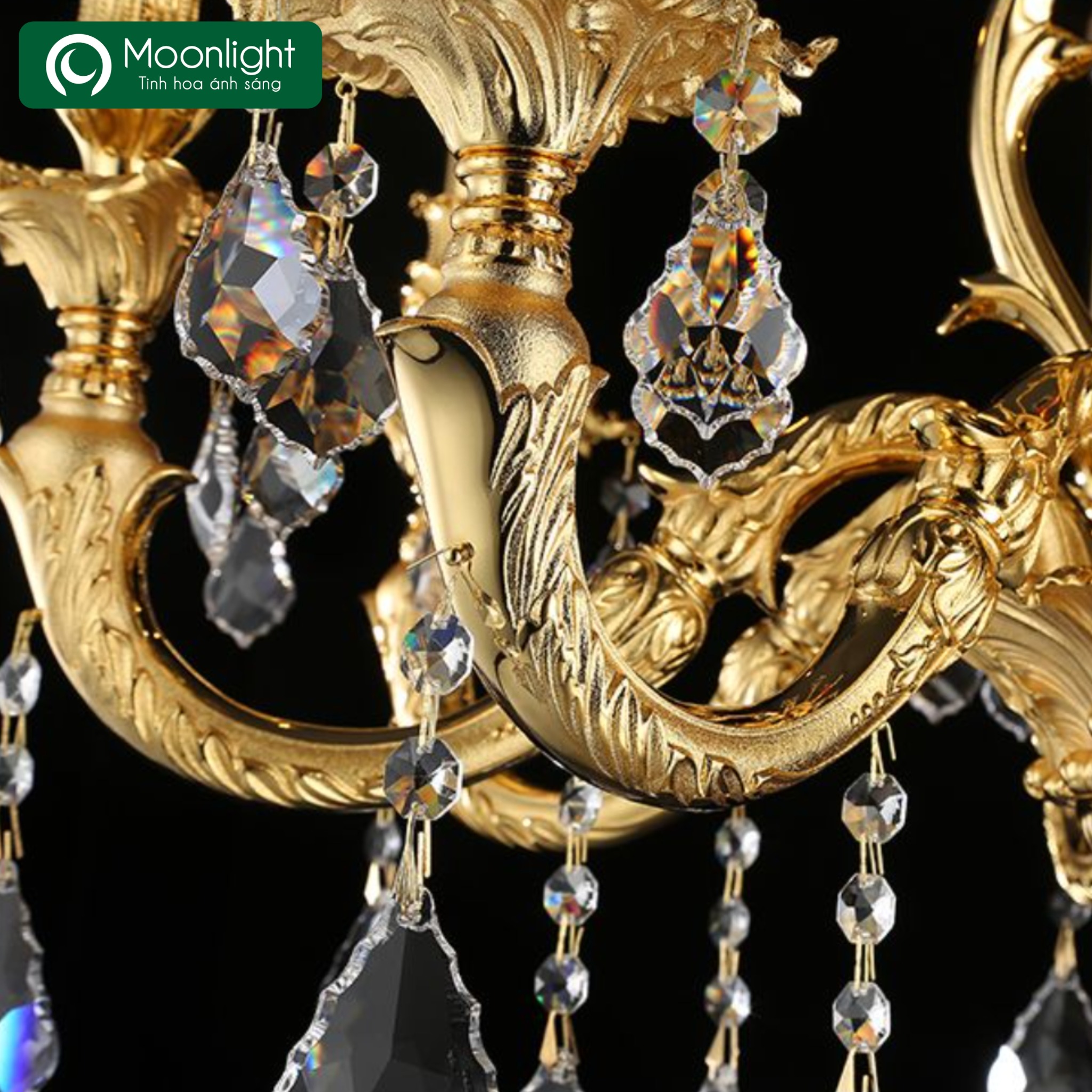 đèn chùm đồng mạ vàng 24k 30136