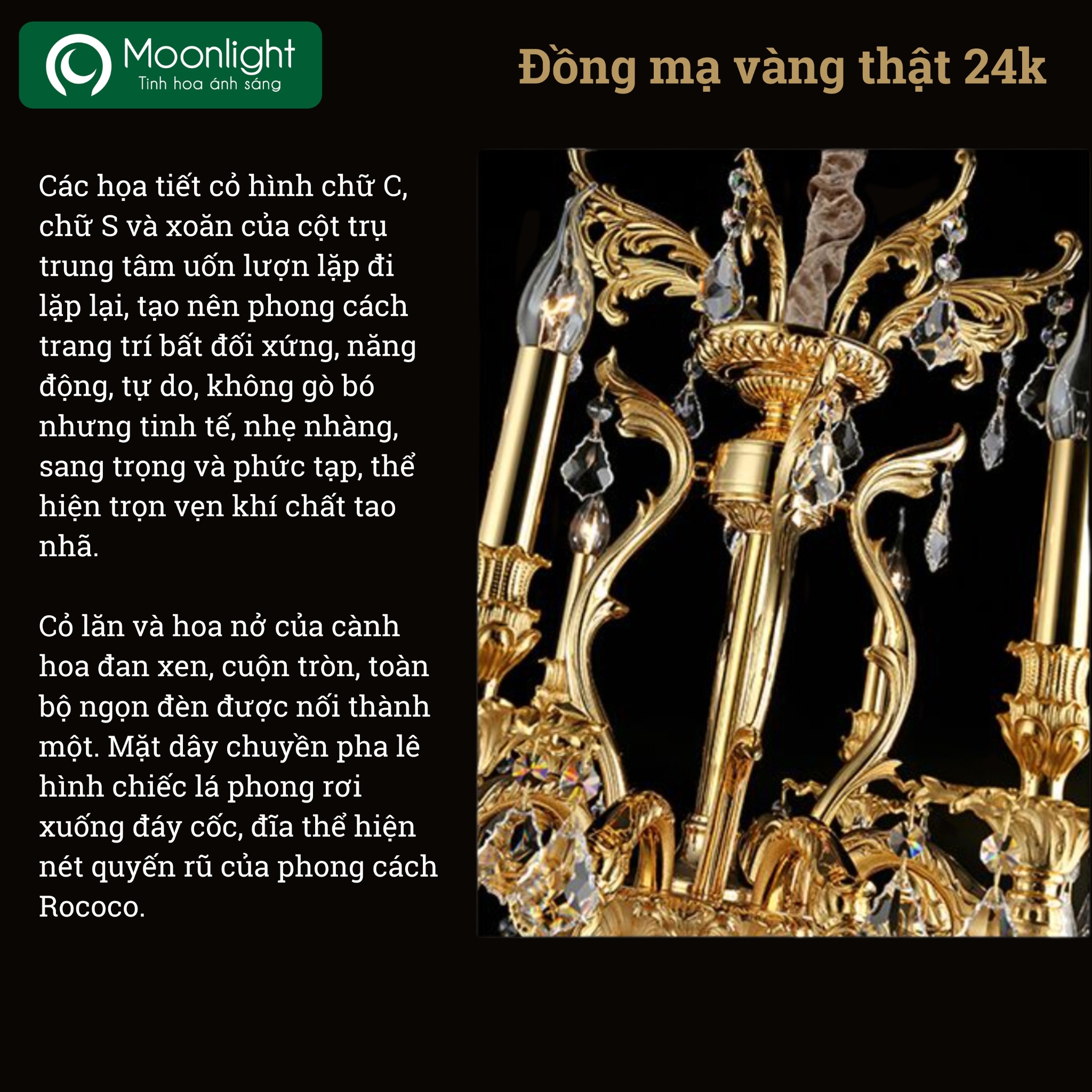 đèn chùm đồng mạ vàng 24k 30136