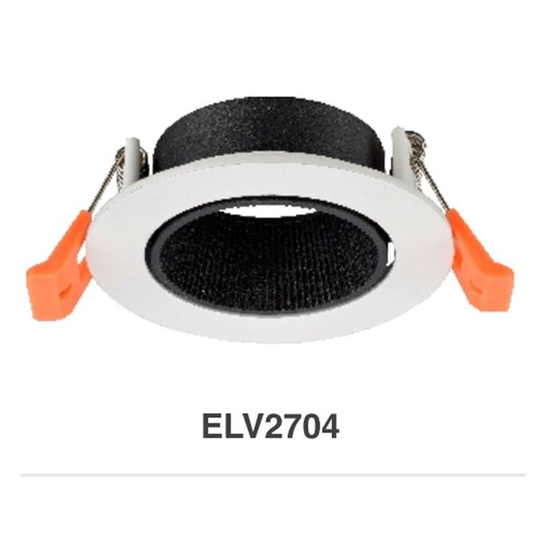 ELV Chóa đèn led âm trần spotlight KT: 85*H27, D75, màu đen, IP20 ELV2704-BK