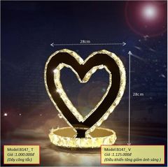HT Đèn bàn trang trí pha lê trái tim, dây công tắc D28, H28cm vàng B147_V HTDBTR-038-AB