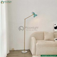 Đèn sàn hiện đại thân hợp kim sơn vàng tĩnh điện, chao xanh ngọc DCLA004 KT H153*20 VLDSHD-031