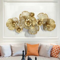 Decor treo tường trang trí phòng khách dải hoa mạ vàng VL_A0956