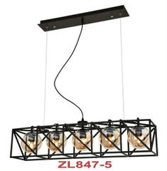 Đèn thả bàn ăn 5 bóng thân hợp kim sơn tĩnh điện màu đen ZL847-5 D800 VLTHBA-109