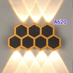 Đèn tường hiện đại tổ ong 7 tia 2 đầu thân đen A620 VLDTHD-095