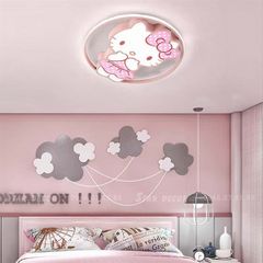 Đèn ốp trần trẻ em hình Hello Kitty hồng caro VLOPTE-017