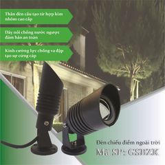 GS Đèn chiếu điểm BAZOOKA - GSBZK 18w điện áp 24v AC, ánh sáng 3000k, IP66, kích thước D75*160, góc chiếu 24 độ GSBZK18-24-3K