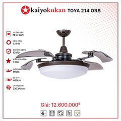 Quạt trần đèn thu cánh Nhật Bản Kaiyo Kukan 4 cánh D117cm 52W DC TOYA 214 ORB