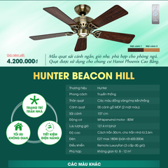 Quạt trần đèn Hunter Beacon Hill 5 cánh 107cm 80w AC