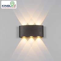 Kingled đèn led gắn tường ngoài trời 6 tía màu đen 6*1W, KT: 17*4*8, 3000K LWA8031-BK
