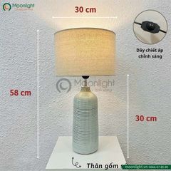 Đèn ngủ để bàn gốm sứ màu xanh ngọc vân cổ điển DS-TL9866 KT 58*30 E27 VLDBGM-051