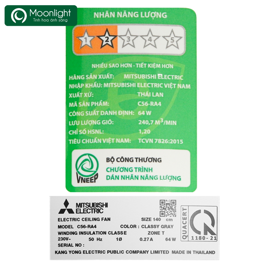 Quạt trần Mitsubishi 4 cánh C56-RA4-CY-GY