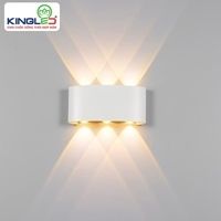 Kingled đèn led gắn tường ngoài trời 6 tía màu trắng 6*1W, KT: 17*4*8, 3000K LWA8031-WH