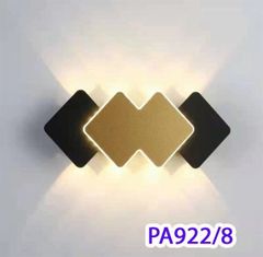 Đèn tường hiện đại 8 tia 2 đầu 4 hình thoi thân vàng đen PA922/8 VLDTHD-101