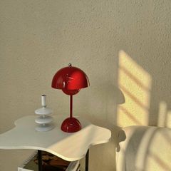 Đèn bàn thân hợp kim mạ sơn chống rỉ đỏ size nhỏ DBK005R KT H30*16 E27 VLDBHK-045