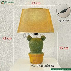 Đèn bàn thân gốm hình cây xương rồng hình tai gấu DY17512X KT H42*34 E27 VLDBGM-056