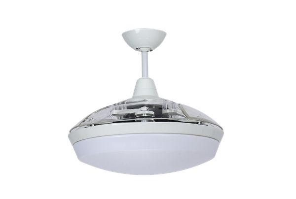 Quạt trần đèn thu cánh Nhật Bản Kaiyo Kukan 4 cánh D117cm 52W DC TOYA 214 WH