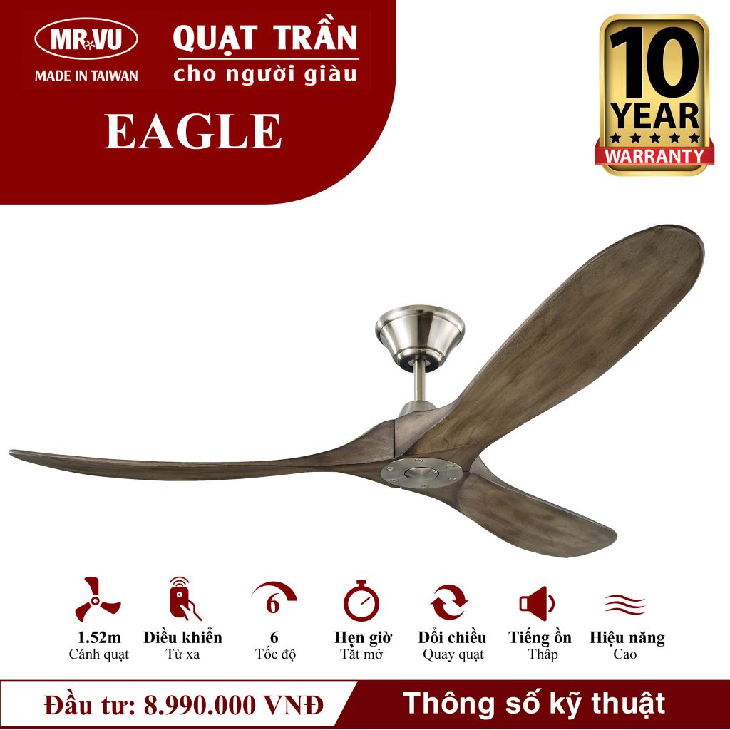 Quạt trần Mr.Vu EAGLE 3 cánh 1m52 30W DC