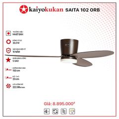 Quạt trần đèn Nhật Bản Kaiyo Kukan 3 cánh D132cm 36W DC SAITA 102 ORB