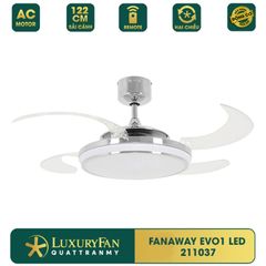 Quạt trần đèn thu cánh Úc Fanaway Evo1 Mạ Chrome (sáng bóng) 4 cánh 122cm 60w AC