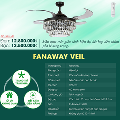 Quạt trần đèn thu cánh Úc Fanaway Veil 4 cánh 122cm 60w AC