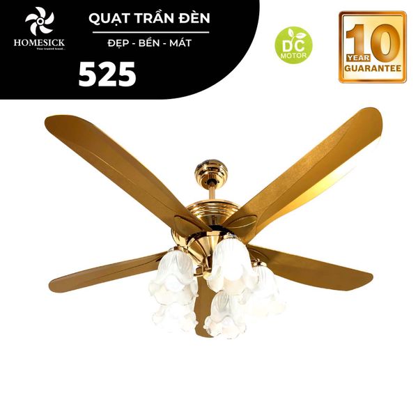 Quạt trần đèn Homesick 5 cánh 152cm 42w DC 525 VLQTHO-019