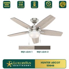 Quạt trần đèn Mỹ Hunter Arcot 5 cánh 117cm 100w AC