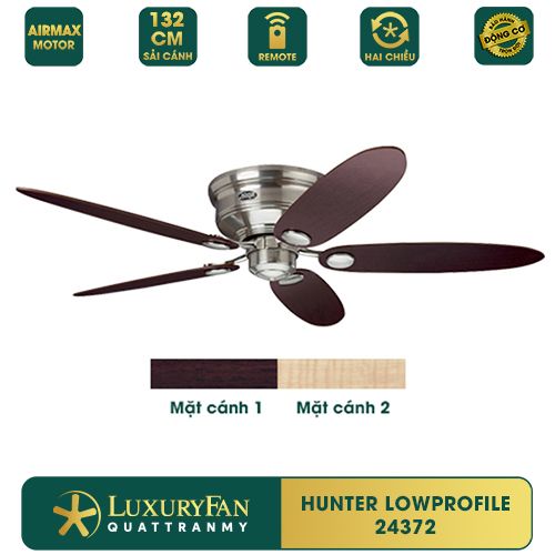 Quạt trần Mỹ Hunter Low Profile 5 cánh 132cm 80w AC