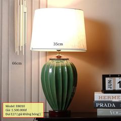 Đèn bàn thân gốm sứ, chao vải màu trắng D66*35cm, đui 1E27 (giá không bóng) ĐB010 HTDBGM-010