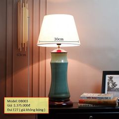 Đèn bàn thân gốm sứ, chao vải màu trắng D63*30cm, đui 1E27 (giá không bóng) ĐB003 HTDBGM-003