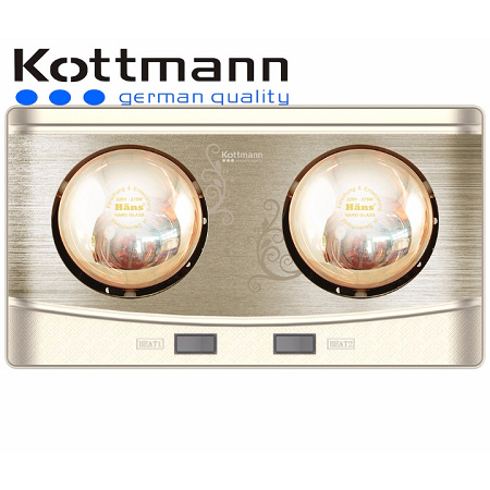 Đèn sưởi nhà tắm Kottmann treo tường 2 bóng vàng dùng công tắc K2BQ