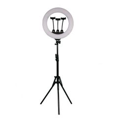 Đèn livestream trợ sáng size 14in 36cm, điều chỉnh ánh sáng bằng điều khiển, 3 kẹp điện thoại VLDSHD-115-AA