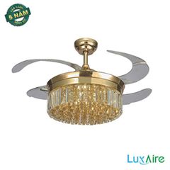 Quạt trần đèn thu cánh Đài Loan Luxaire Crystal 4 cánh 122cm 65w AC