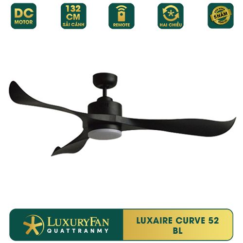Quạt trần đèn Đài Loan Luxaire Curve 3 cánh 107/132/142cm 45w DC