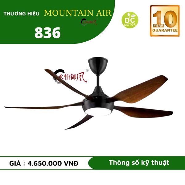 Quạt trần đèn Mountain air 5 cánh 138cm 35w DC 836