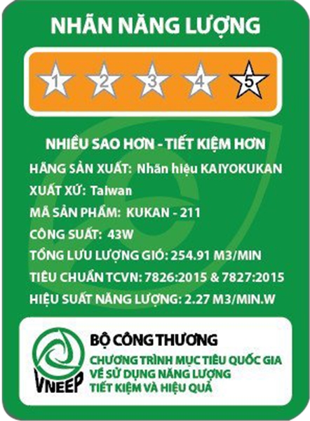 quạt trần đèn 5 cánh kaiyokukan 211