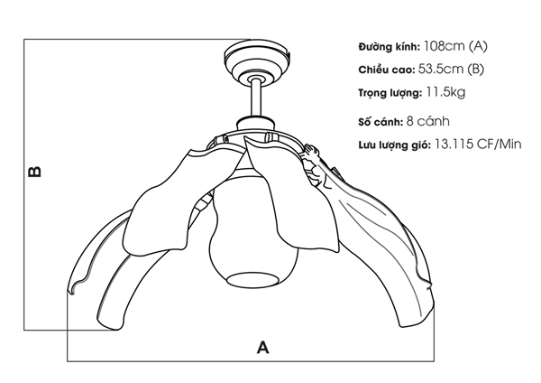 quạt trần kaiyo kukan chib 107