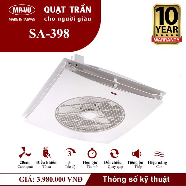 Quạt trần Mr.Vu SA-398 3 cánh 20cm 45W AC