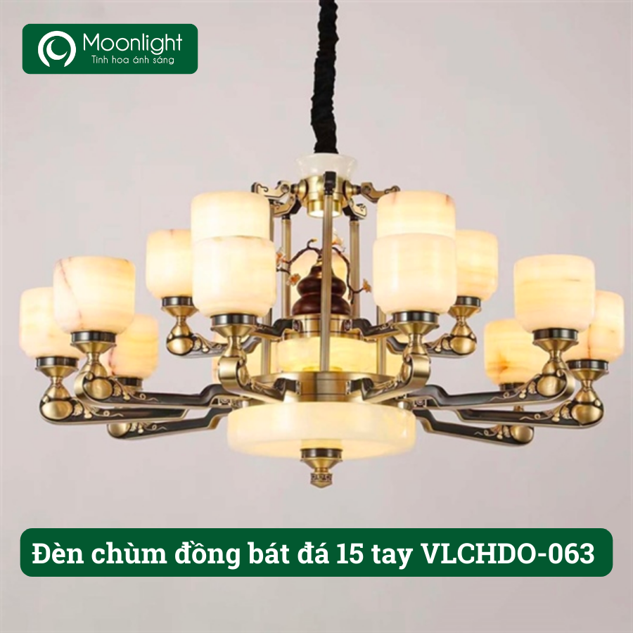 Đèn chùm đồng chao đá 15 tay t1025/15 1000*540 VLCHDO-063