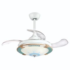 Quạt trần đèn thu cánh màu xanh 4 cánh 91cm 45w DC Y36-5200WH VLQTTC-317